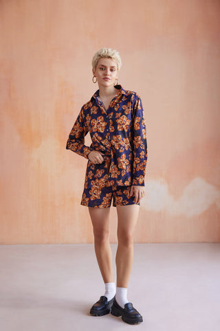 Blue & Orange Floral Shirt