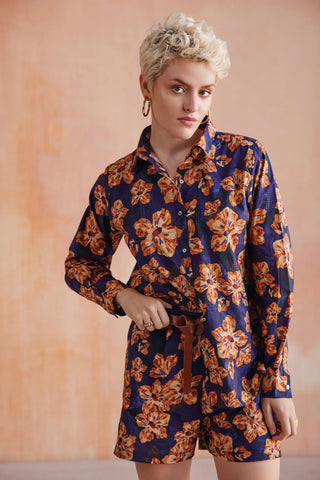 Blue & Orange Floral Shirt