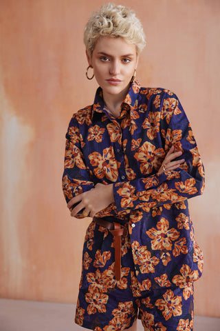 Blue & Orange Floral Shirt