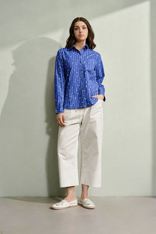 Charlotte Embroidered Shirt (Dark Blue)