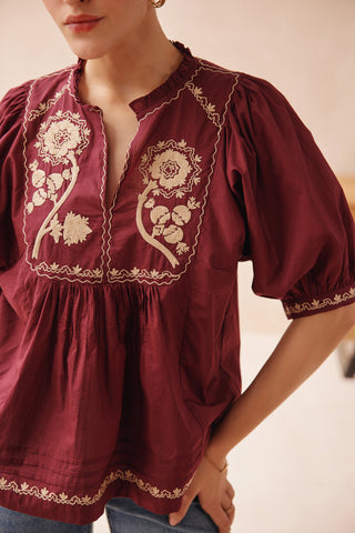 Diana Embroidered Poplin Blouse